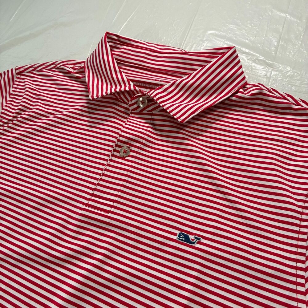Vineyard Vines Performance Polo Shirt Red Striped Men's Medium Golf Preppy